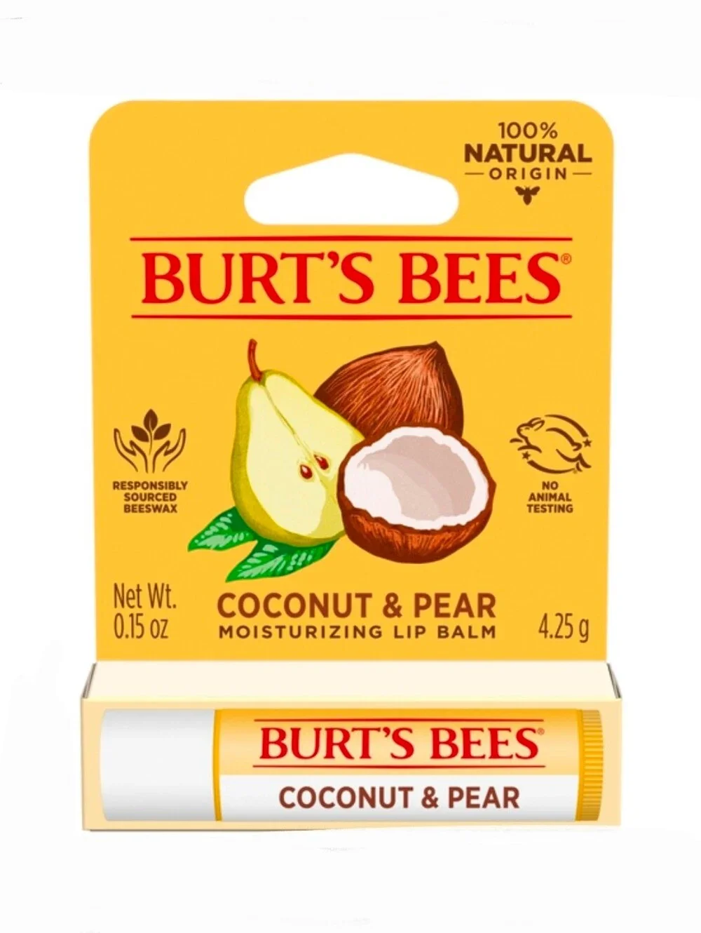 2 x Burt's Bees Coconut & Pear Moisturizing Lip Balm - 0.15oz BNIB